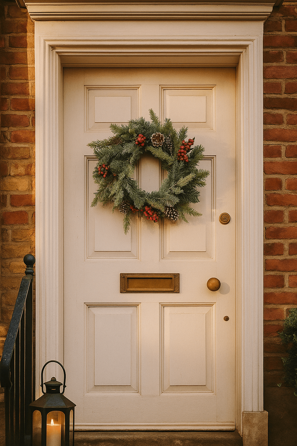 Red Berry & Cone Wreath 50cm Frosted Winter Foliage by Sofiya Designs Shop