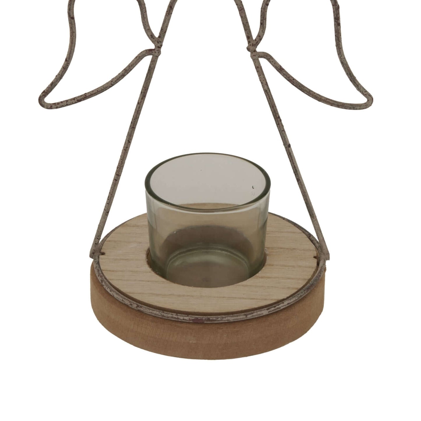 Rustic Outline Angel Tealight With Glass Votive