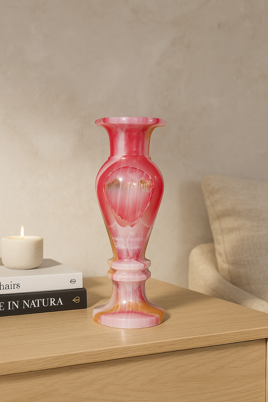 Hand-Carved Natural Onyx Vase – Modern Luxury Decor