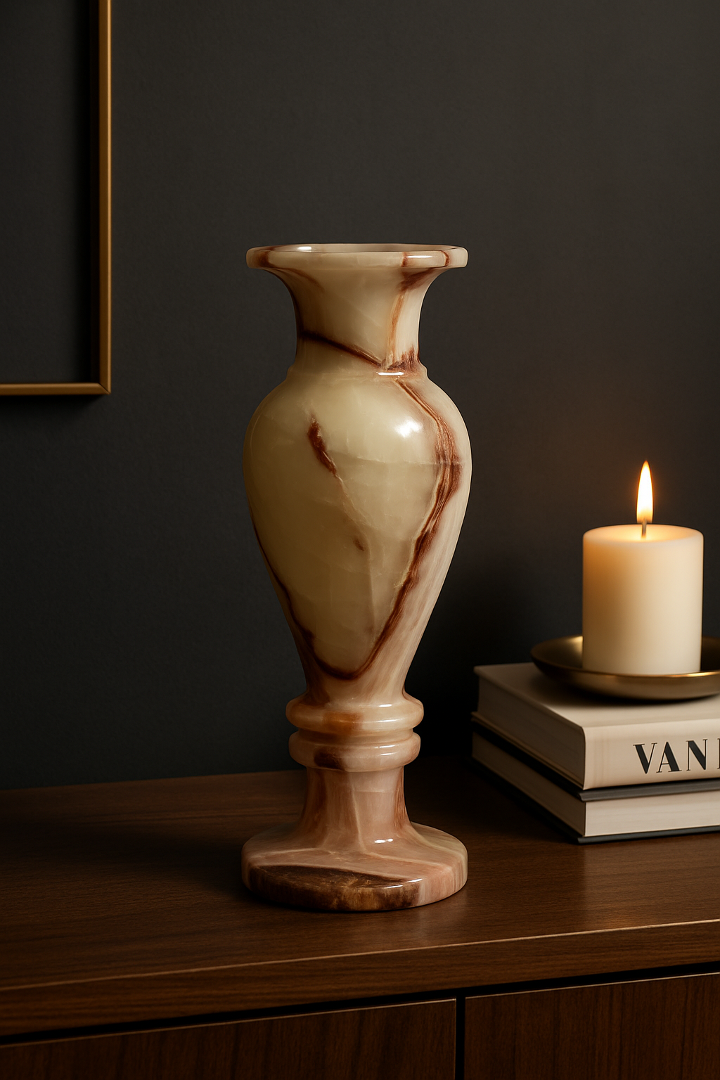 Hand-Carved Natural Onyx Vase – Modern Luxury Decor