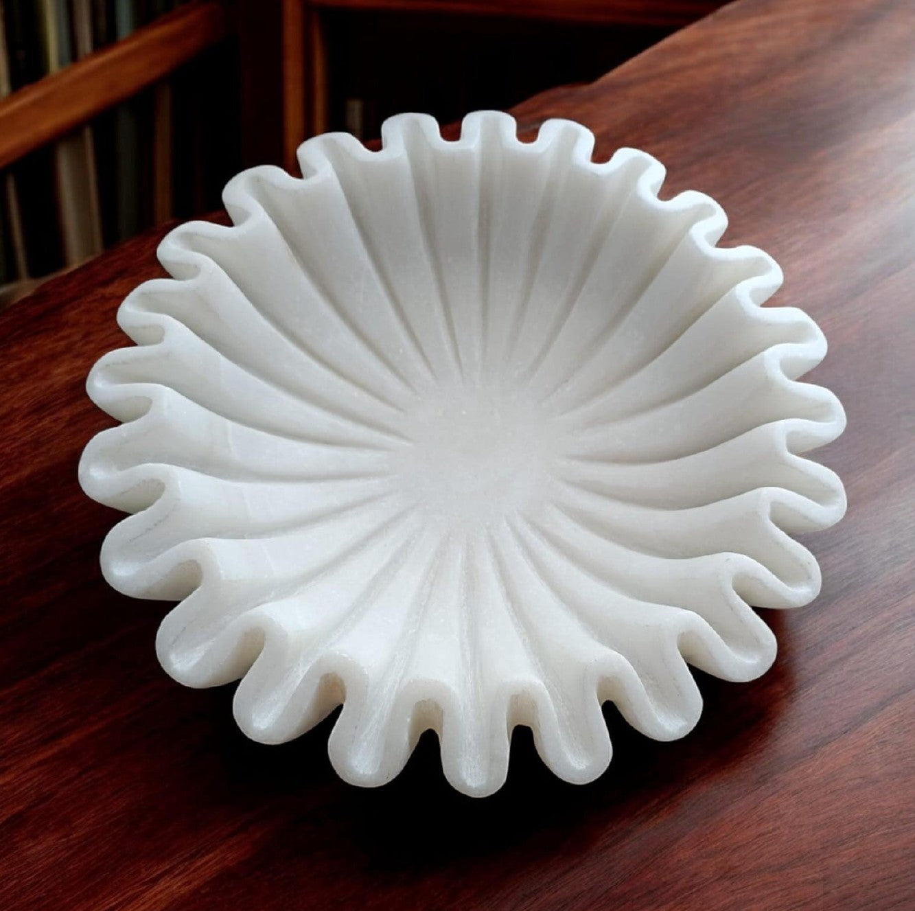 Sculpted marble statement bowl showcasing elegant lines and natural texture in a 70 cm handcrafted design.