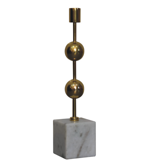 Golden Balance Candle Holder - Reiki-inspired brass and marble candle holder for peaceful home interiors.