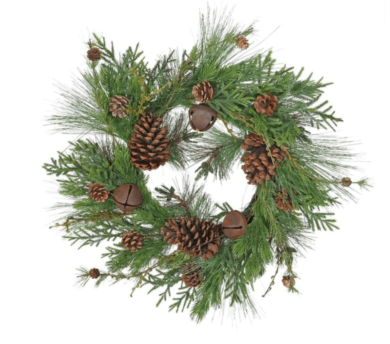 Pine Leaves Cone and Bell Wreath 70cm Rustic Woodland Christmas Charm by Sofiya Designs Shop