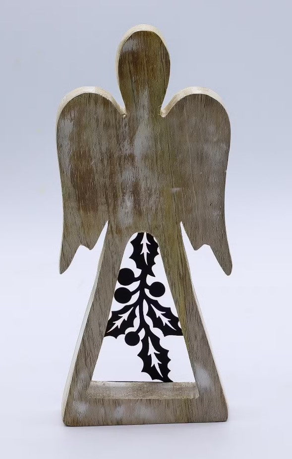 Mango wood angel with iron cut out