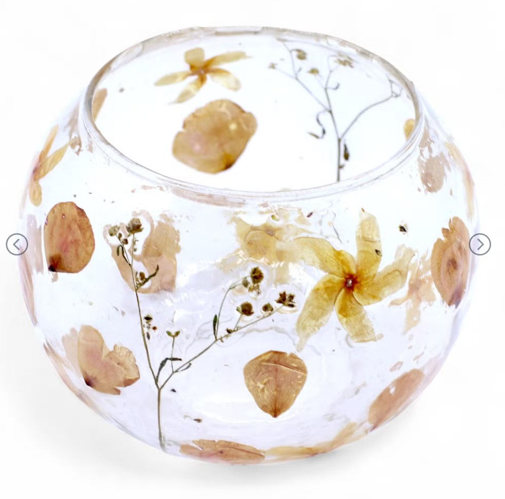 floral glass candle holder