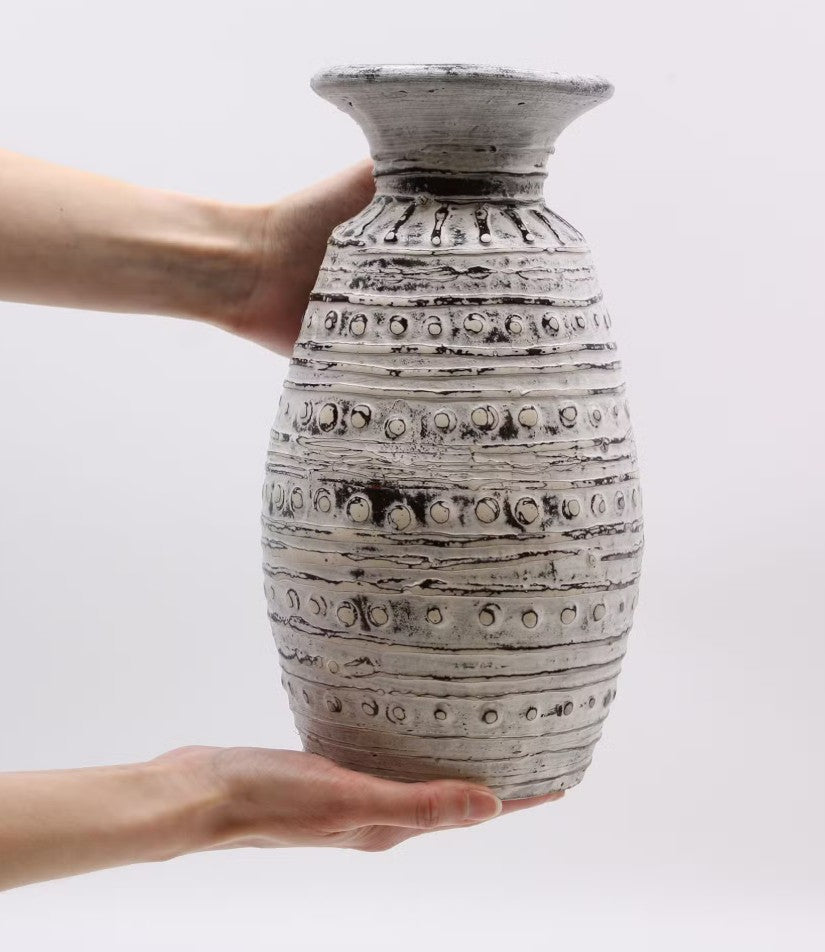 Handcrafted Tribal Ceramic Vase – Textured Stone Finish